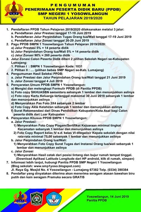 PPDB SMP NEGERI 1 YOSOWILANGUN TP 2019/2020 | SMP NEGERI 1 YOSOWILANGUN ...