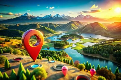 Precision GPS Navigation Points Aerial Drone Imagery Reveals 3D Map Pin ...