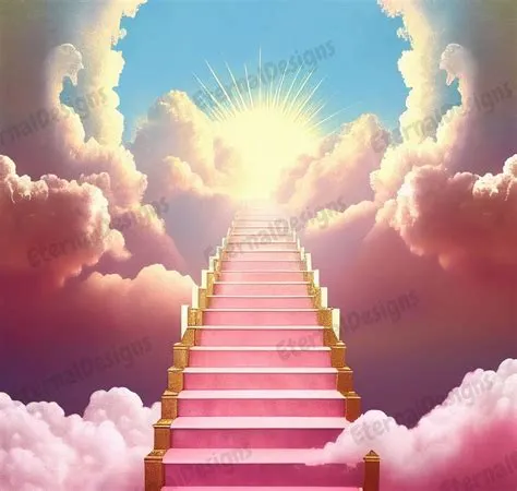 Pink Heaven Background PNG | Memorial Background | Stairs to Heaven ...