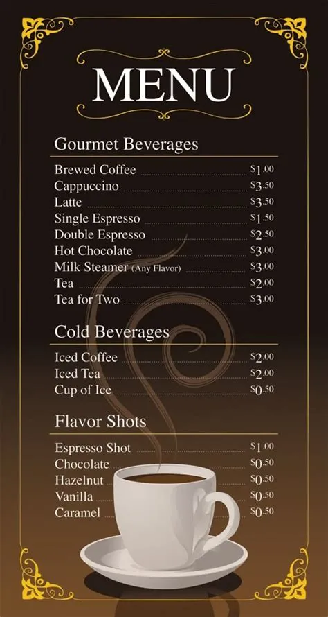 Coffee Shop Menu Ideas Coffee shop menu | Cardápio de café, Cardapio de ...