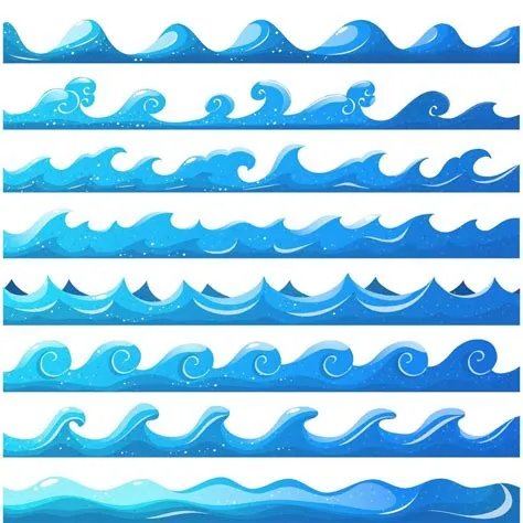 Set of blue sea waves border vector Illustration 40142099 Vector Art at ...