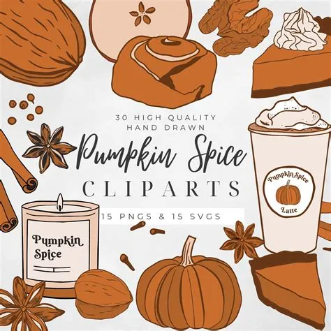 Pumpkin Spice Illustrations Hand Drawn Fall Cliparts SVG and PNG Autumn ...