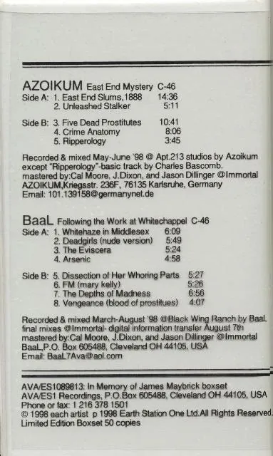 AZOIKUM / BAAL – IN MEMORY OF JAMES MAYBRICK – [LTD50] 2MC SET – Tesco ...