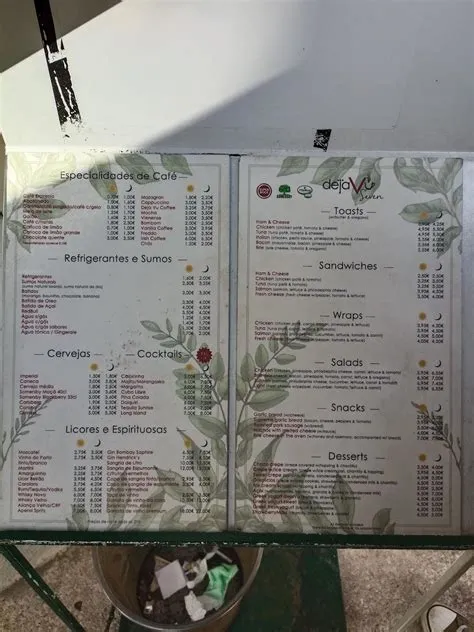 Menu at DejaVu Picoas - Quiosque de Café & Comidas, Lisbon