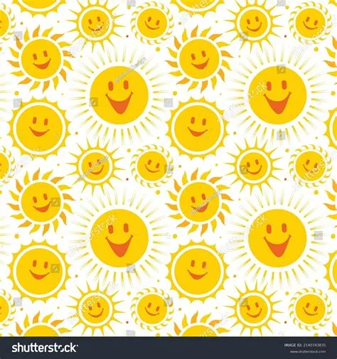 Flat Design Smiley Sun Pattern Vector 库存矢量图（免版税）2140743835 | Shutterstock