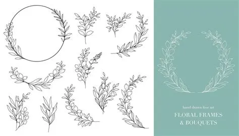 Greenery Line Art. Floral Frames and Bouquets Line Art. Fine Line ...
