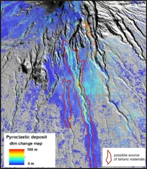 Elevation changing map of Merapi before and after 2010 eruption [19 ...