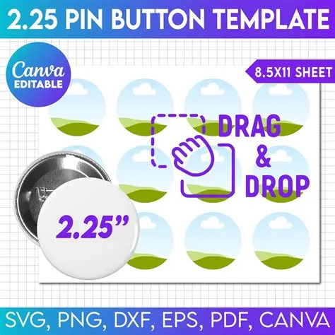 2.25 Inch Button Pin Template, Canva Editable Pin Button Template ...