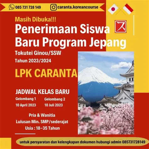 PENDAFTARAN KELAS BARU BAHASA JEPANG – LPK CARANTA