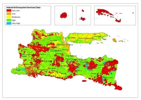 Map of ecosystem services for industrial estates in East Java Province ...