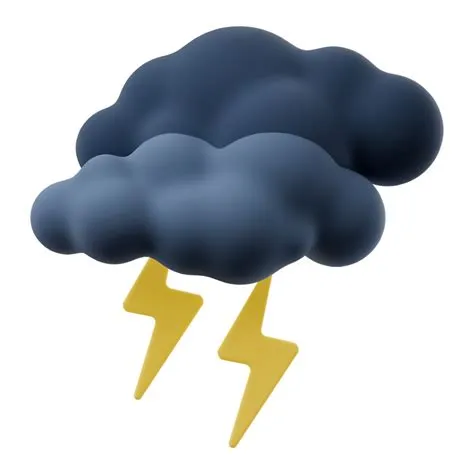 3D cartoon weather rain clouds with thunderstorm. Dark cloud sign with ...