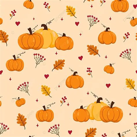 Autumn Pattern With Pumpkin Leaves And Twigs Berries Vector Background ...