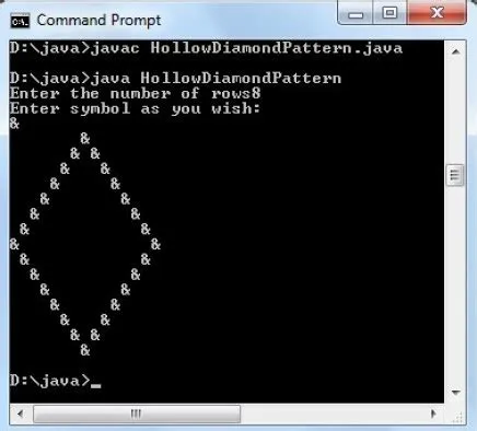 Java Hollow diamond star pattern program - Code for Java c