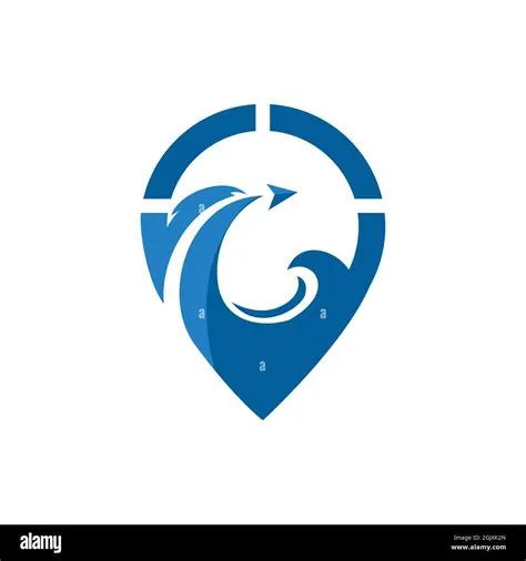 abstract waves beach pin location logo icon flat vector concept graphic ...