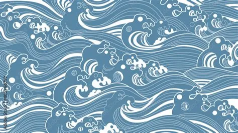 Traditional Japanese wave pattern background vector. เวกเตอร์สต็อก ...