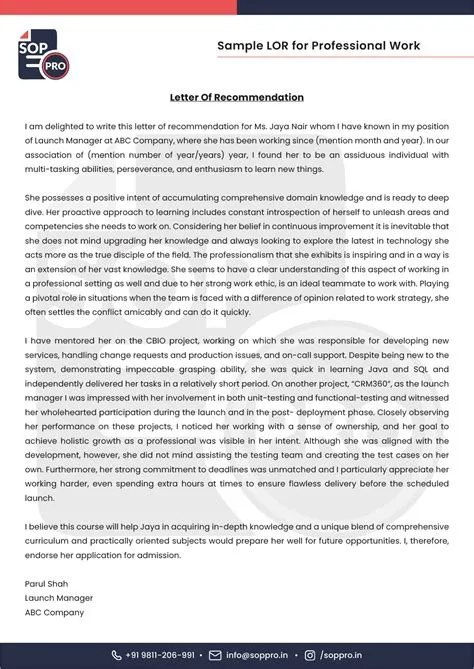 Professional LOR Samples and Examples in PDF format for Study Abroad