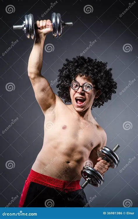 Funny man exercising stock photo. Image of healthy, lifting - 36981386