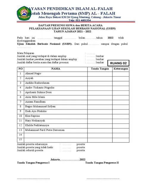 DAFTAR PRESENSI SISWA Dan BERITA ACARA | PDF