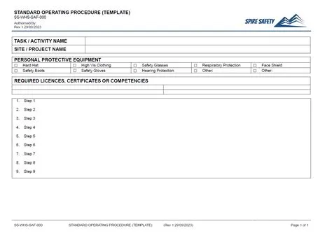 Free Standard Operating Procedure (SOP) Template
