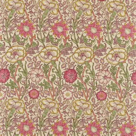 Pink & Rose Fabric – Morris Wallpaper