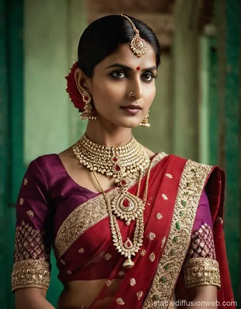 Elegant Indian Model in Traditional Dress | Stable Diffusion Online