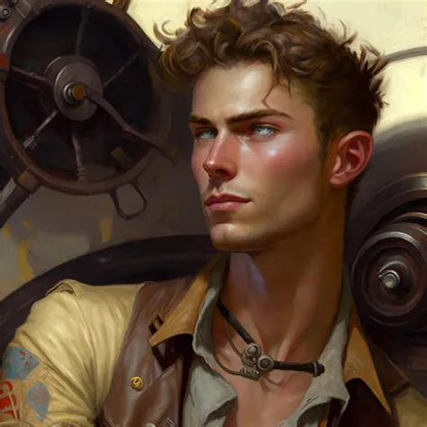 young beautiful man airy pin up sci fi steam pu by Asar Studios Digital ...