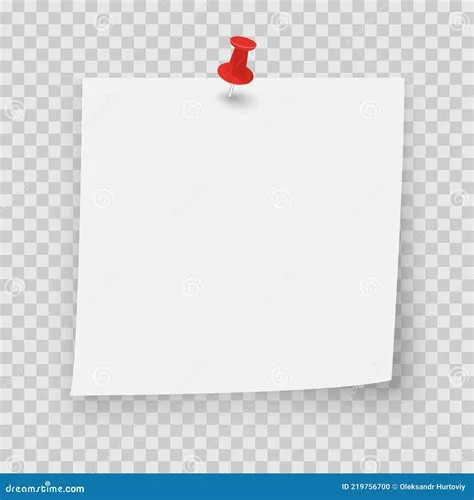 White Sticky Note With Red Pin And Shadow On Transparent Background ...