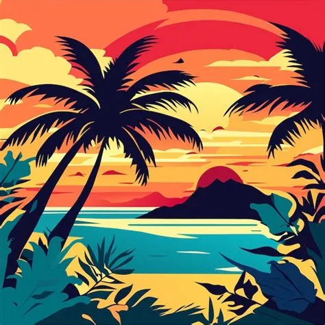 Premium Vector | Cute sunset background