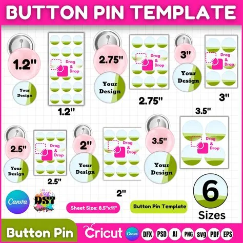 Button Pin Template Bundle, Button Pin Svg, Pin Button Svg, Sublimation ...