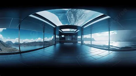360 Video Of Water Through Several Windows Background, 3d Rendering Of ...