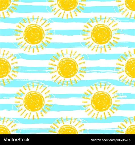 Sun pattern seamless striped background hand Vector Image