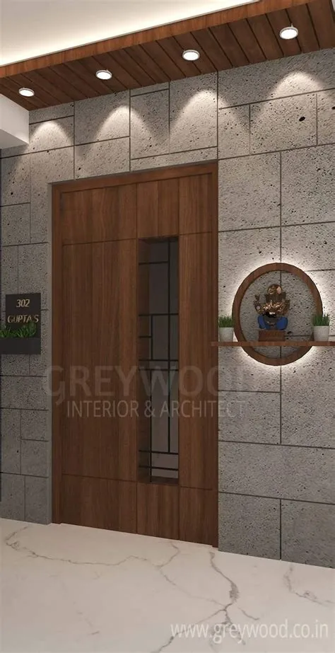 Flat Exterior Design | Main entrance door design, Entrance lobby design ...