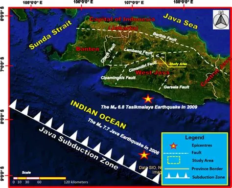 Seismotectonic setting of West Java (basic map modified from Google ...