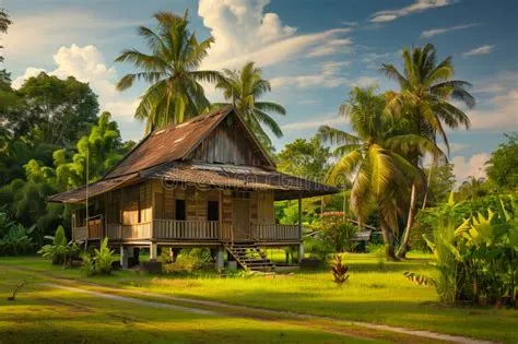 Rumah Kampung in Golden Hour Stock Photo - Image of kayu, building ...