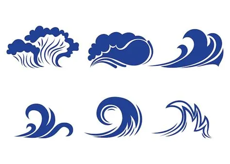 Premium Vector | Hand drawn blue ocean waves, sea tidal blue waves tide ...