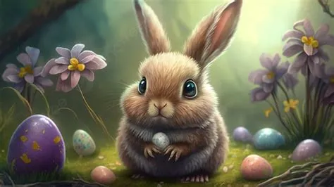 Easter Bunny Cute Background, Rabbit, Grass, Easter Background Image ...