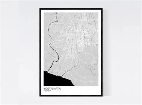 Yogyakarta Jogja Indonesia Map Art Print Many Styles Art Quality Paper ...