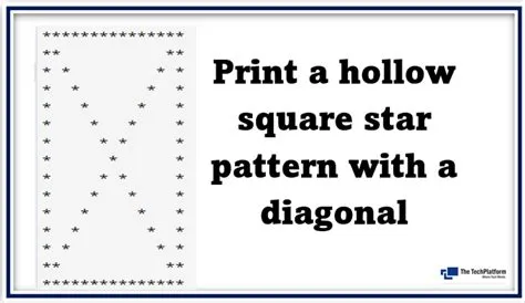 Write a program to print a hollow square star pattern with a diagonal ...