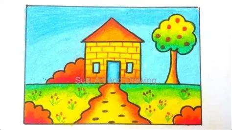 Menggambar Rumah mudah Untuk Anak TK dan Paud | Cara melukis, Tema seni ...