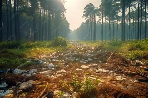 Premium Photo | Forest pollution with garbage environmental ecological ...