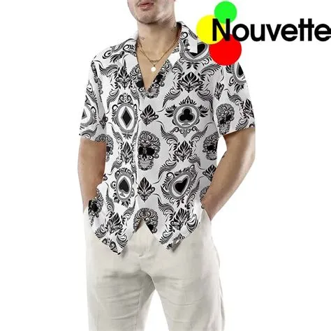 Casino And Black Skull Pattern Hawaiian Shirt - Nouvette