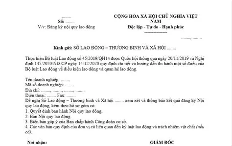 Mẫu văn bản đề nghị đăng ký nội quy lao động mới nhất hiện nay như thế ...
