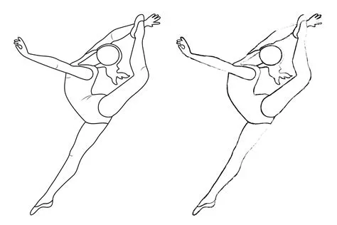 esbozar la figura de una gimnasta en una pose deportiva. boceto de ...