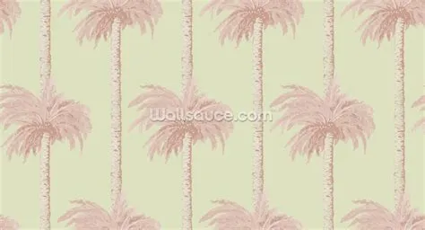 Retro Tiki Palm Trees - Pink Wallpaper | Wallsauce UK