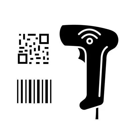 Barcode and QR code scanner glyph icon. Wifi bar codes handheld reader ...