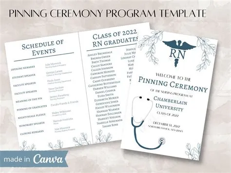 Nursing Pinning Ceremony Program Template Editable Template - Etsy