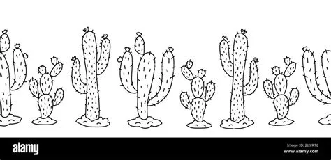 Cacti Desert plants seamless vector border. Wild West border cactus ...