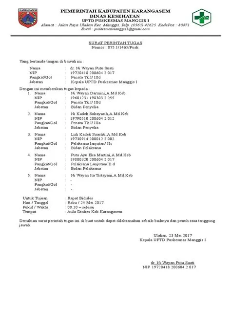 Contoh Surat Perintah Tugas | PDF