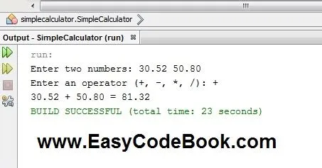 Java Simple Calculator Program Using Switch - EasyCodeBook.com