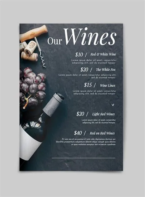 Modern Wine Menu Template | Menu design, Menu design template, Wine recipes